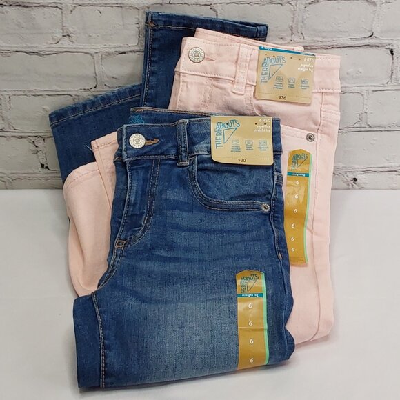 'THERABOUTS' SUPER~FLEX STRAIGHT~LEG DENIM JEANS 2 PAIR SET
